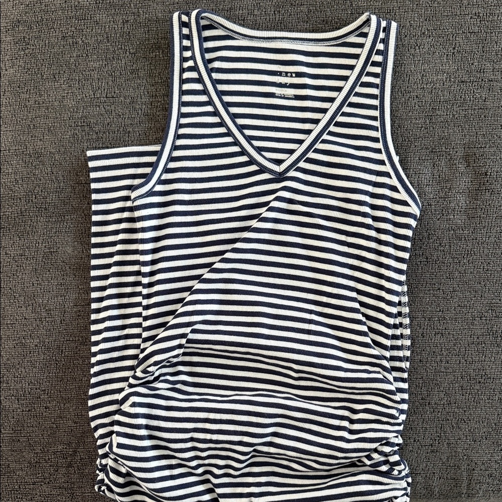 a new day Navy & White Striped V-Neck Maxi Dress